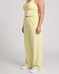 Curvana nvwa womens two piece summer casual v neck top wide leg pants womens holiday tra plus size pastel yellow hero