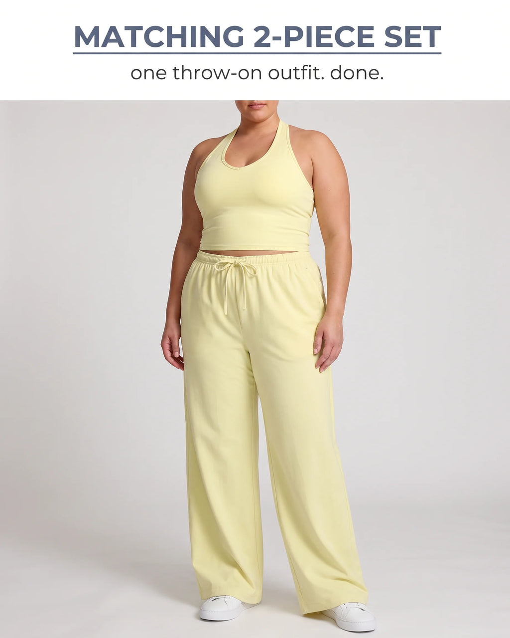 Curvana nvwa womens two piece summer casual v neck top wide leg pants womens holiday tra feature matching 2 piece set