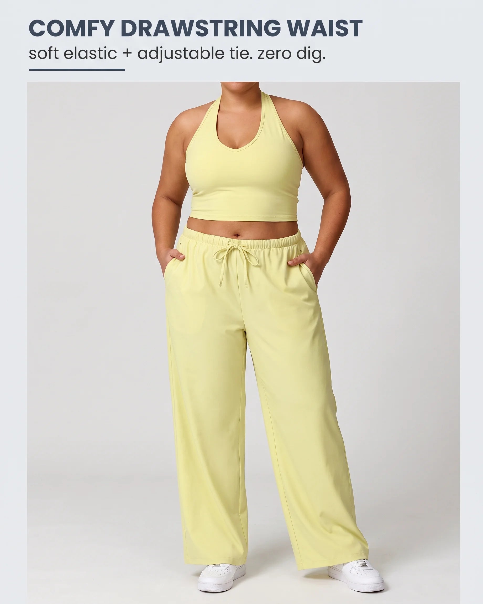 Curvana nvwa womens two piece summer casual v neck top wide leg pants womens holiday tra feature comfy drawstring waist