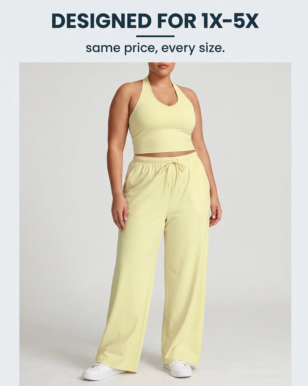 Curvana nvwa womens two piece summer casual v neck top wide leg pants womens holiday tra feature designed for 1x 5x