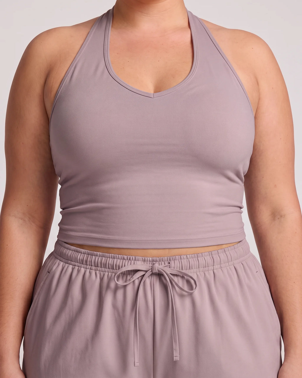 Curvana nvwa womens two piece summer casual v neck top wide leg pants womens holiday tra plus size dusty mauve detail 1