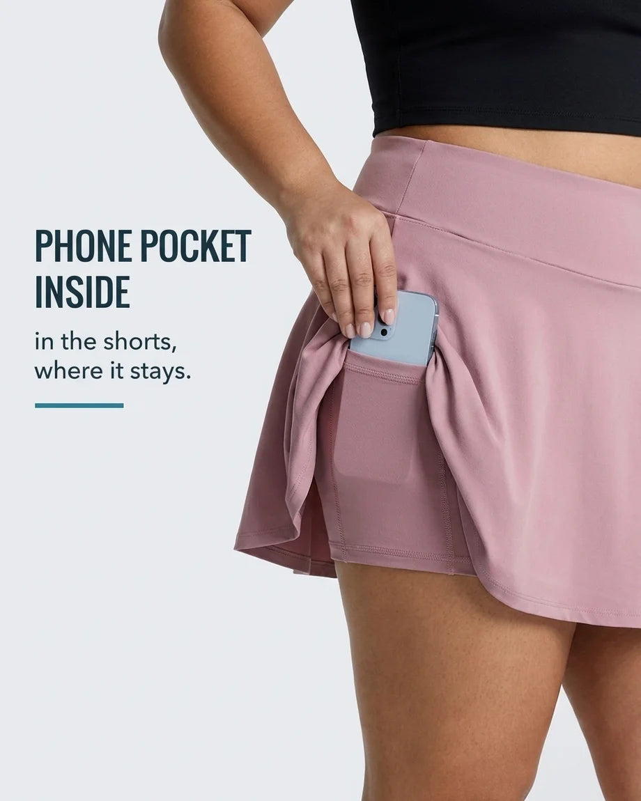 Curvana ace tennis skirt feature phone pocket inside
