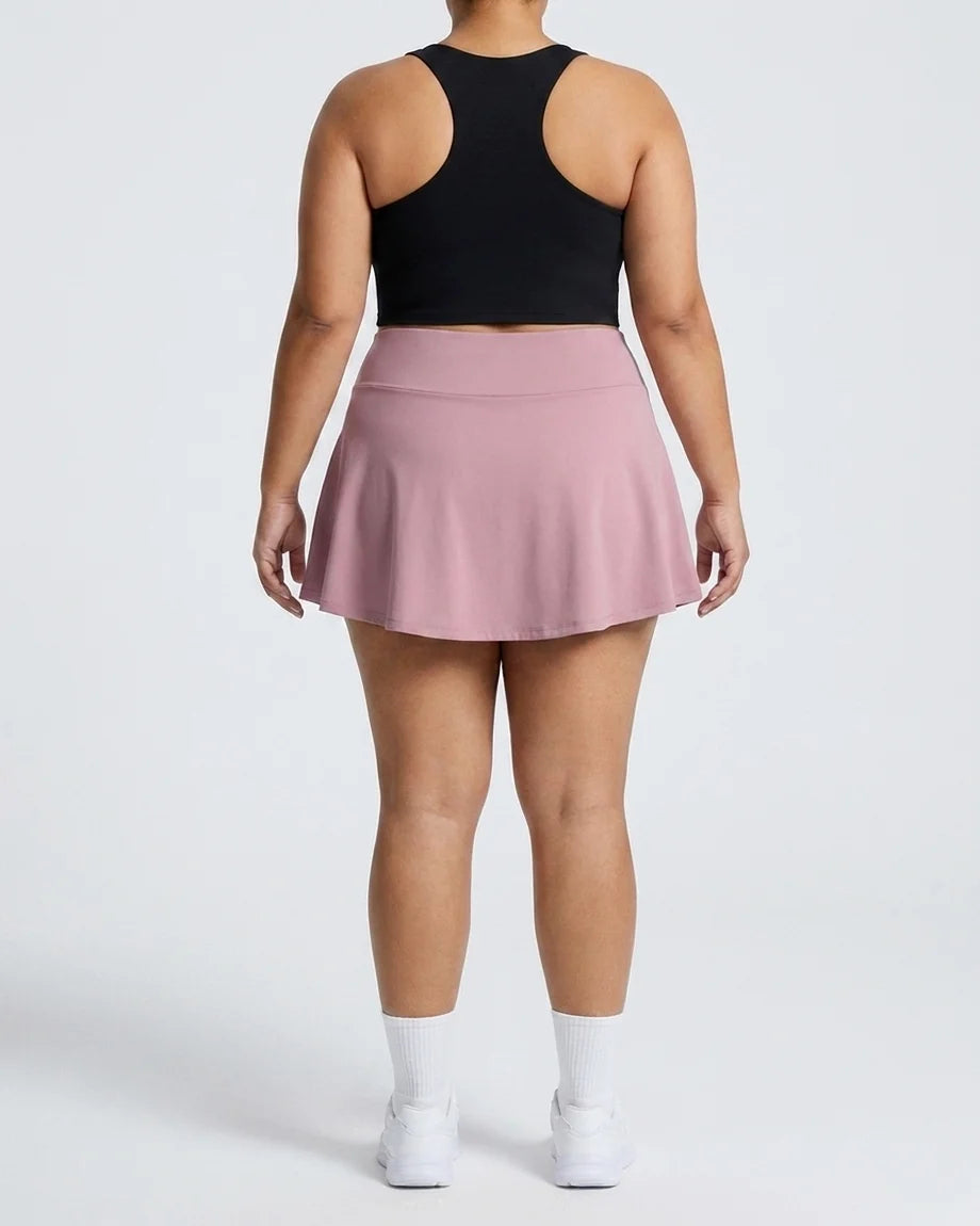 Curvana ace tennis skirt plus size dusty pink back view