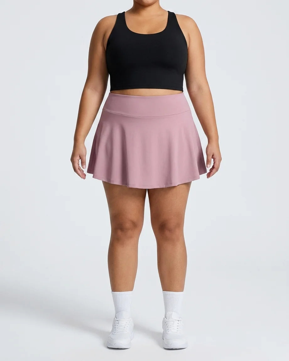 Curvana ace tennis skirt plus size dusty pink front view