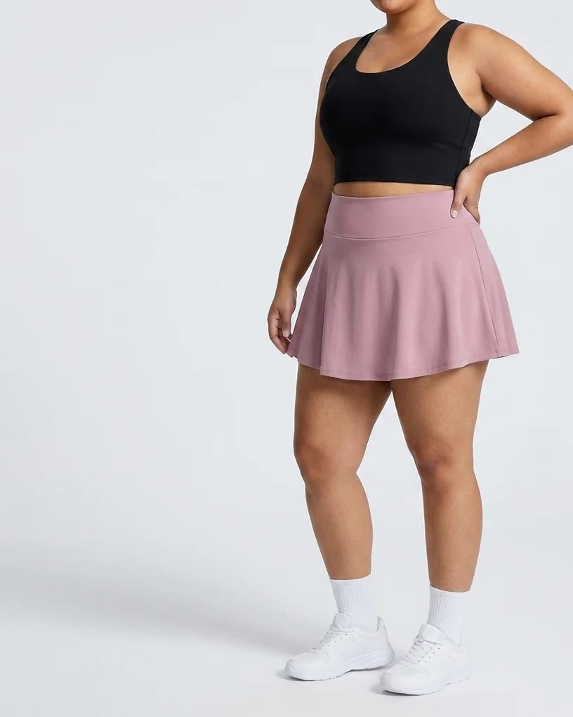 Curvana ace tennis skirt plus size dusty pink hero
