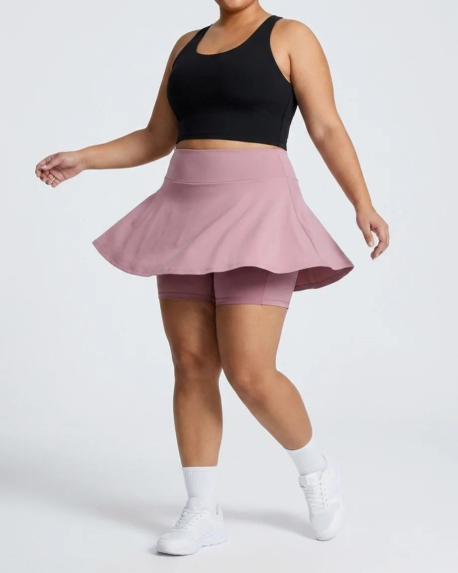 Curvana ace tennis skirt plus size dusty pink twirl