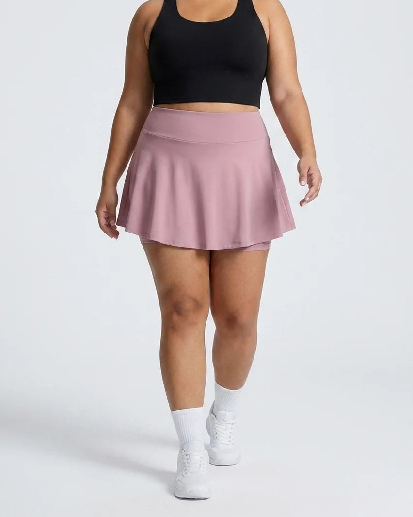 Curvana ace tennis skirt plus size dusty pink walking