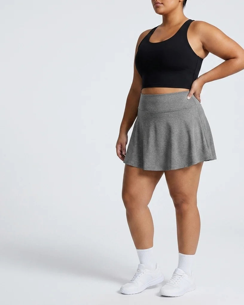 Curvana ace tennis skirt plus size heather grey hero