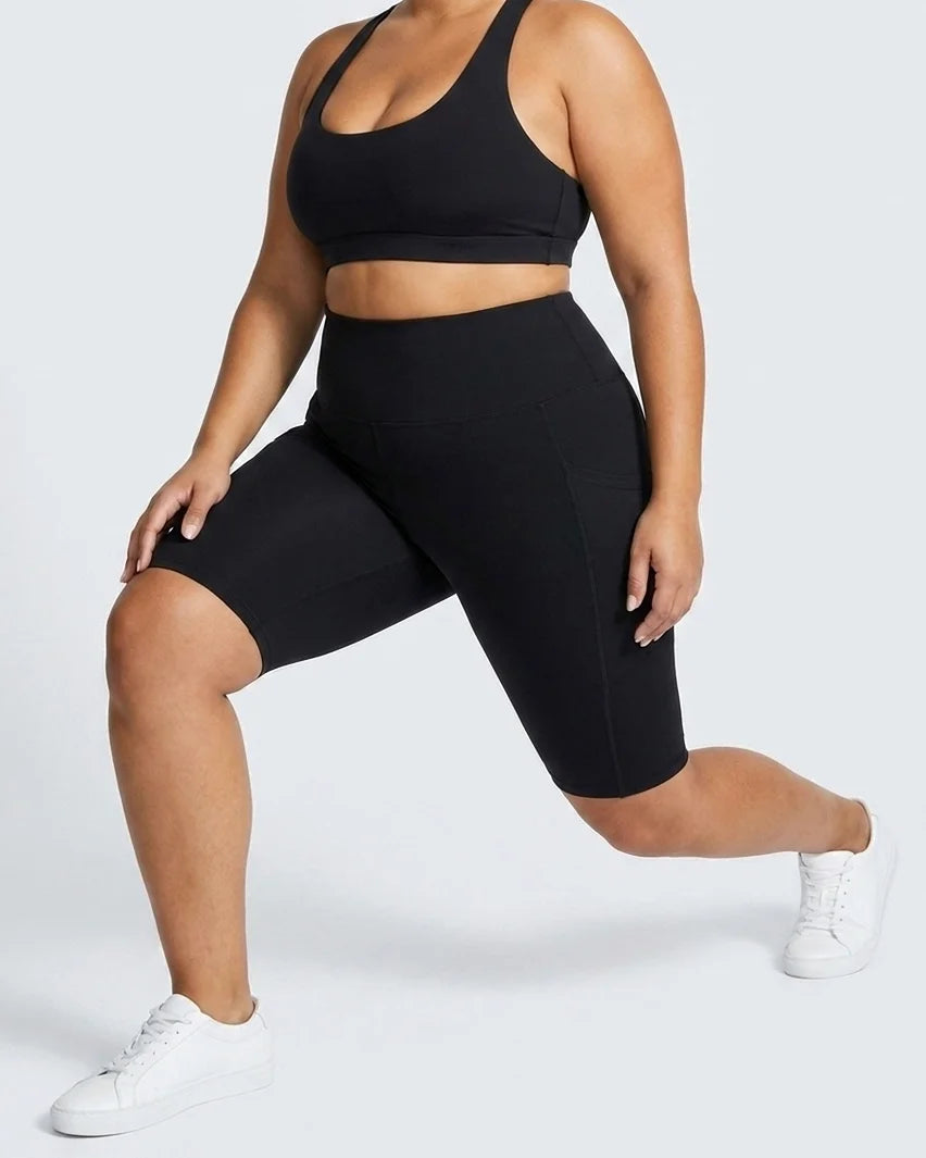 Curvana cloudsoft high waist capri plus size black lunge