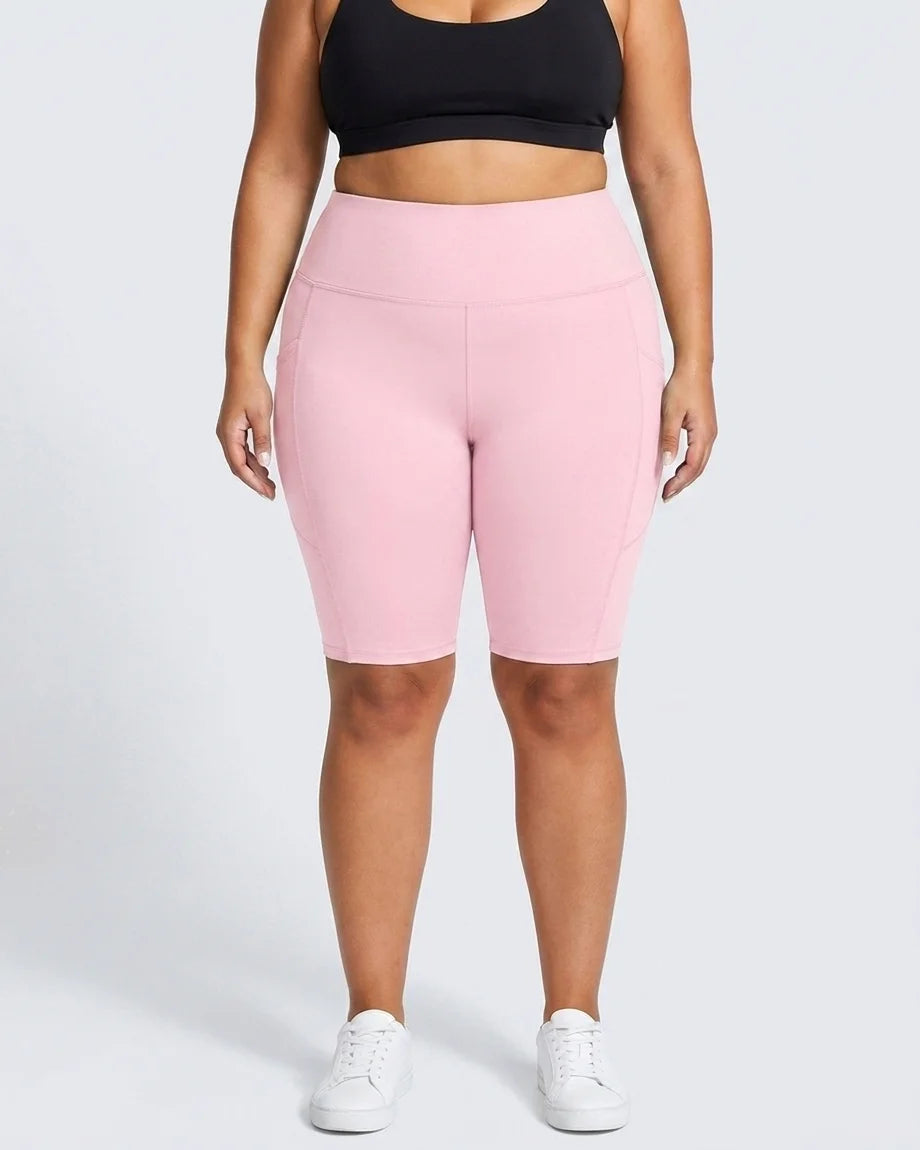 Curvana cloudsoft high waist capri plus size light pink front view
