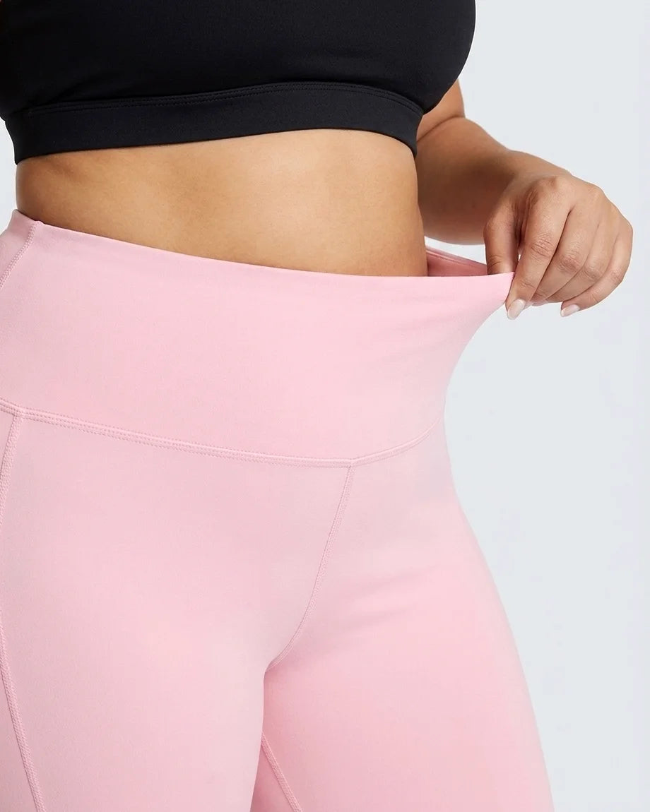 Curvana cloudsoft high waist capri plus size light pink waistband detail