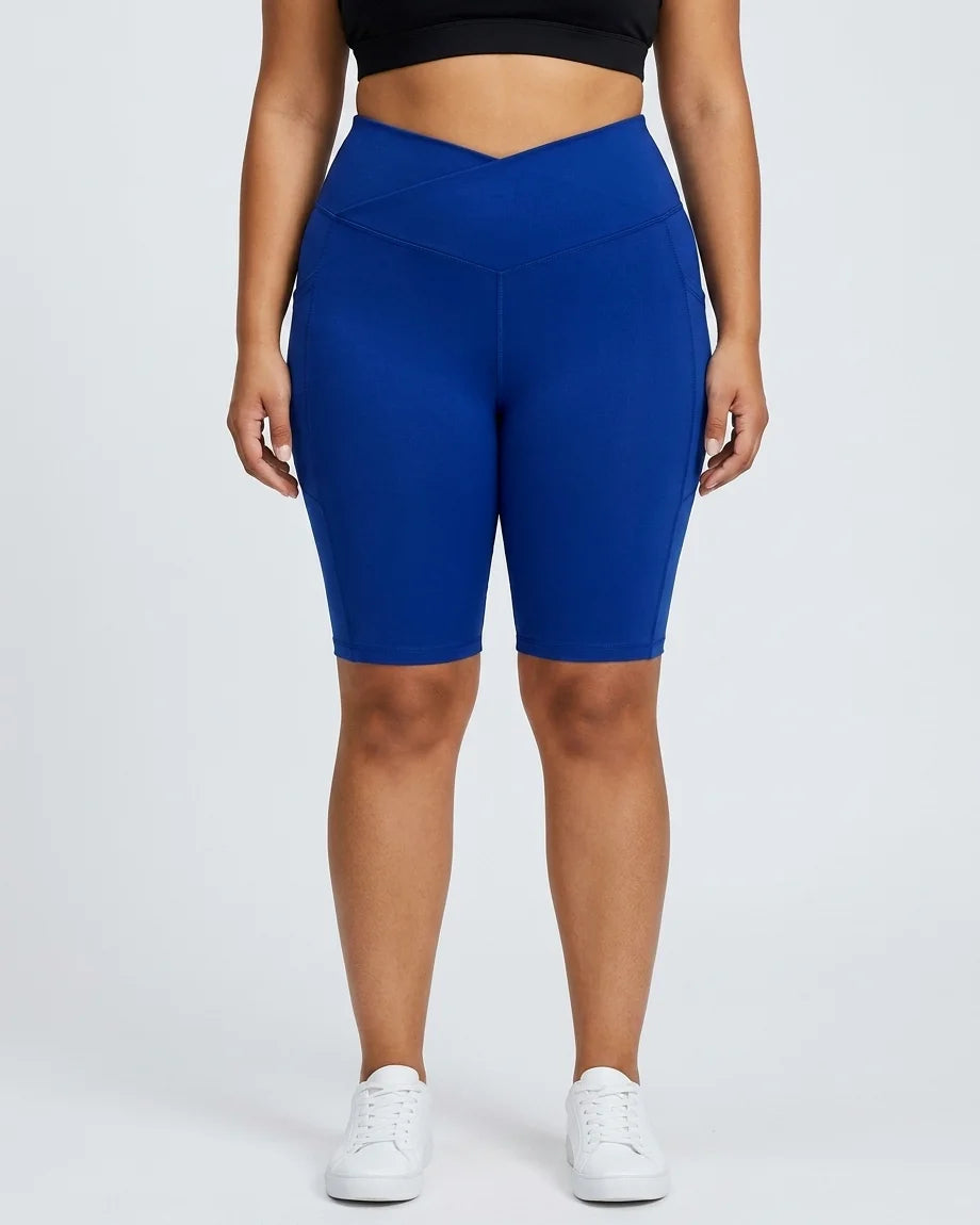 Curvana cloudsoft high waist capri plus size royal blue front view