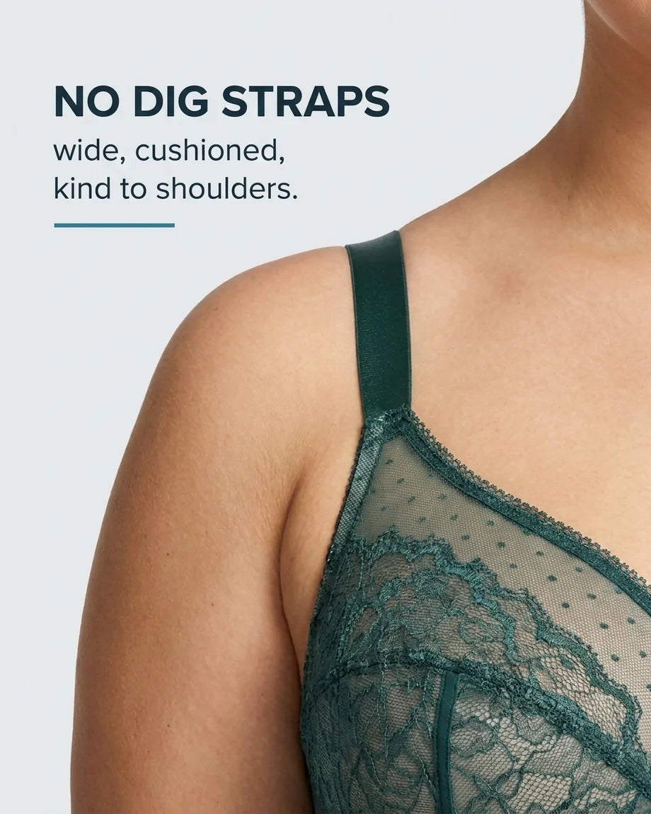 Curvana lace comfort bra feature no dig straps