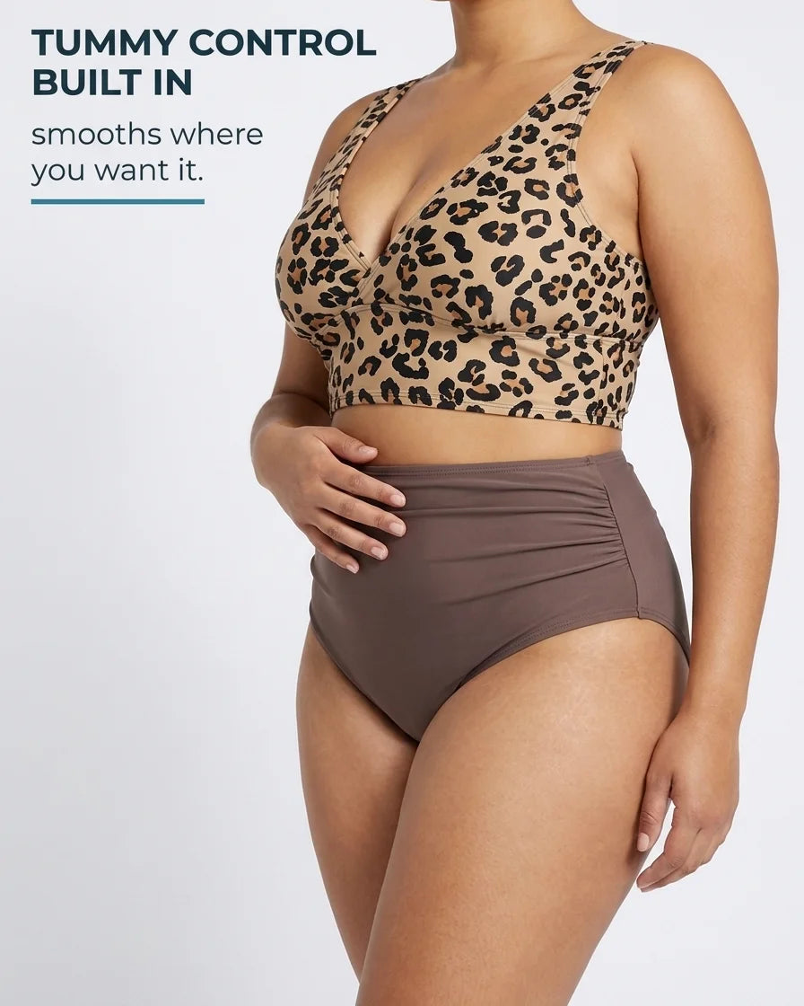 Curvana leopard tummy control swimsuit feature tummy control