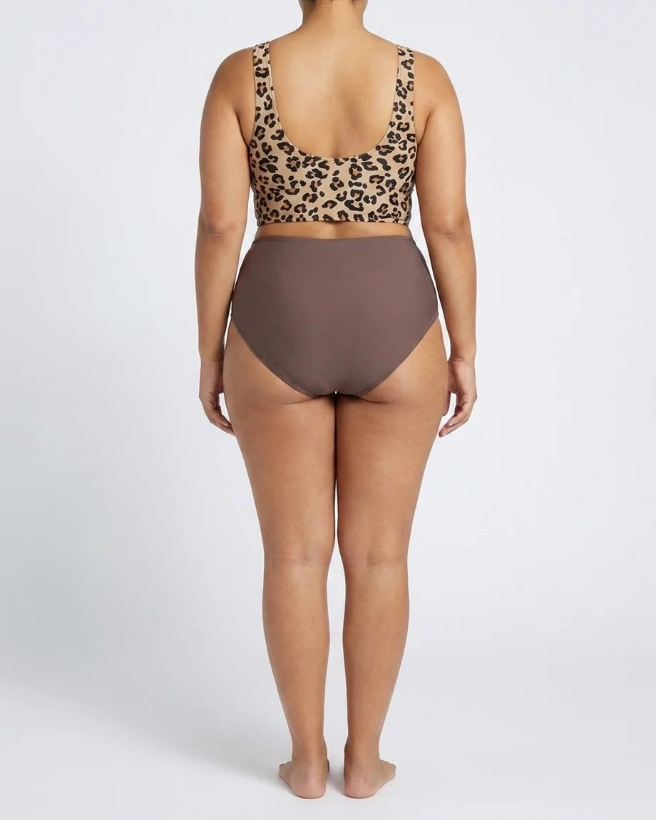 Curvana leopard tummy control swimsuit plus size leopard print back view
