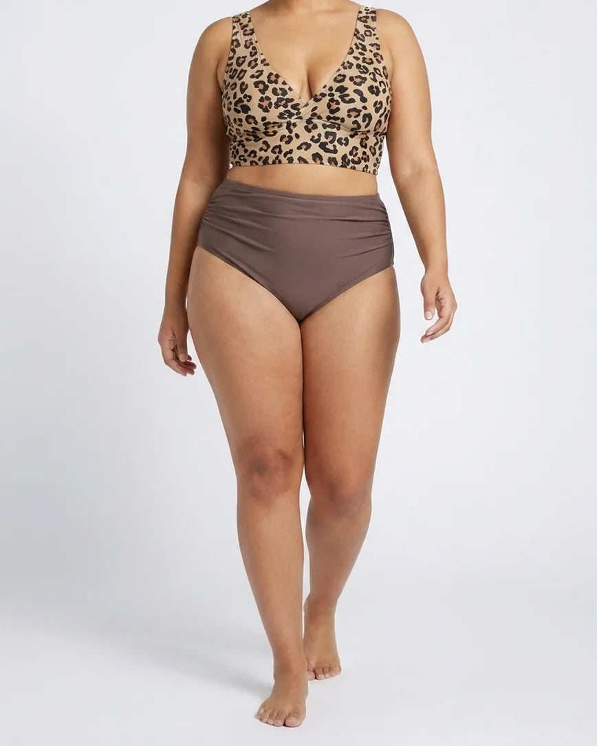 Curvana leopard tummy control swimsuit plus size leopard print walking