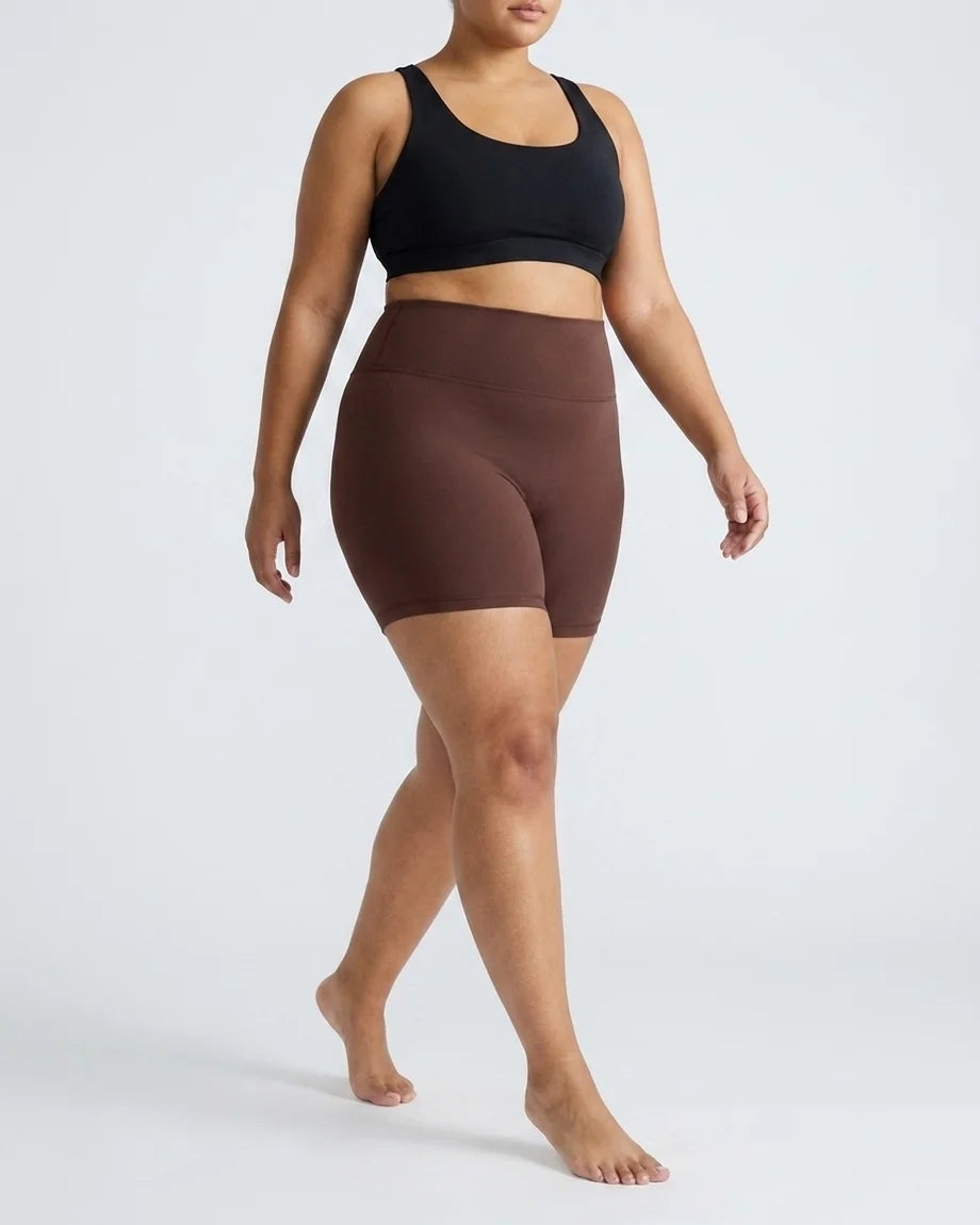 Curvana no seam biker shorts plus size chocolate brown walking