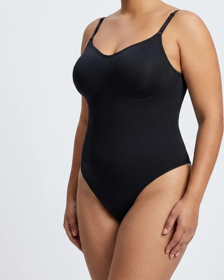 Curvana sculpt thong bodysuit plus size black hero