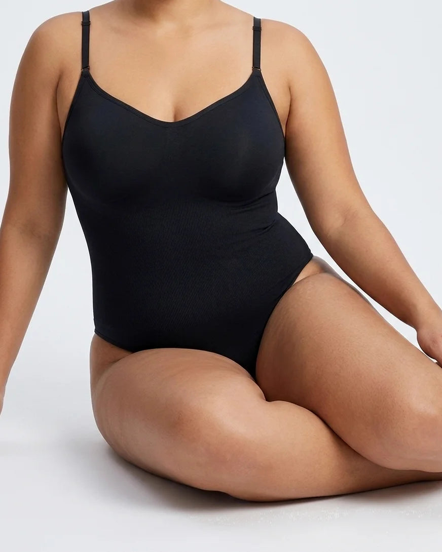 Curvana sculpt thong bodysuit plus size black seated