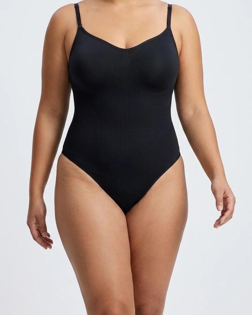 Curvana sculpt thong bodysuit plus size black walking
