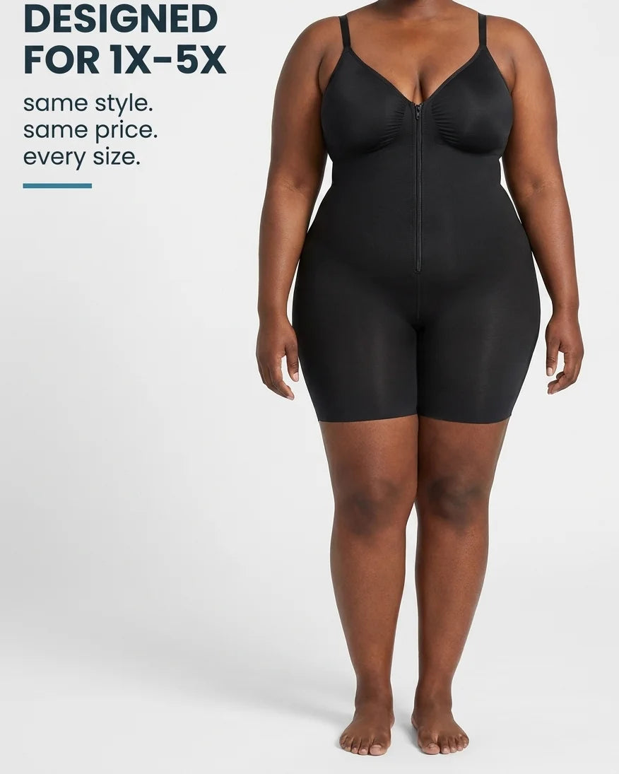 Curvana sculpt zip front bodysuit feature designed for 1x 5x