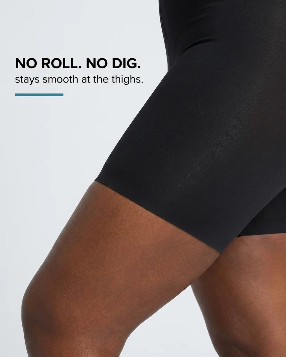 Curvana sculpt zip front bodysuit feature no roll no dig