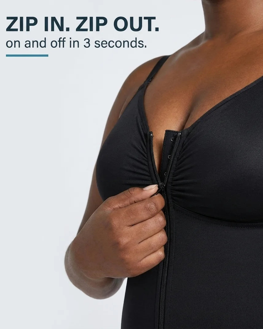 Curvana sculpt zip front bodysuit feature zip in zip out