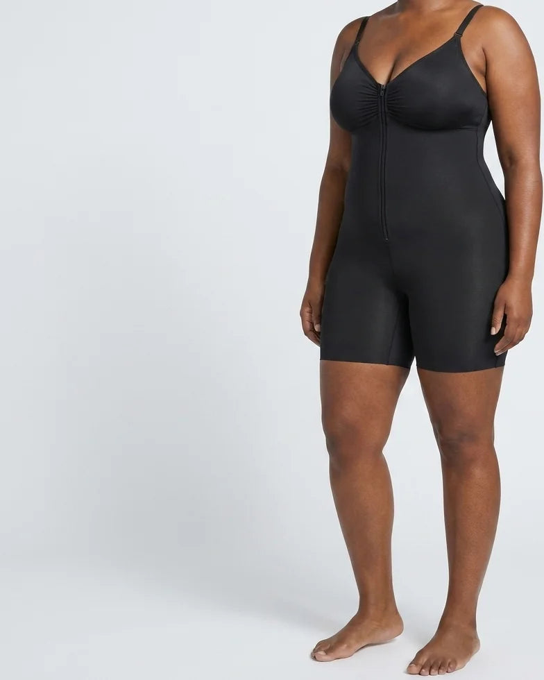 Curvana sculpt zip front bodysuit plus size black hero