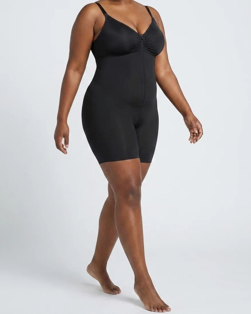 Curvana sculpt zip front bodysuit plus size black movement