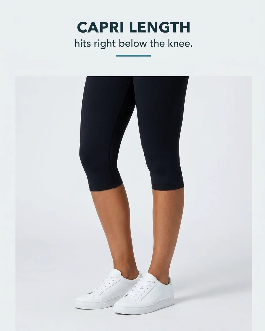 Curvana tummy control capri legging feature capri length