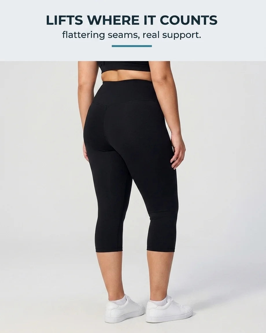 Curvana tummy control capri legging feature lifts where it counts