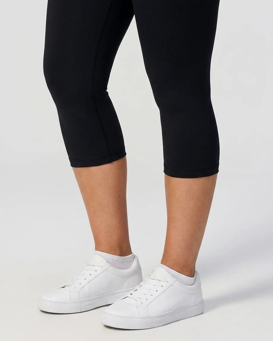 Curvana tummy control capri legging plus size black capri length detail