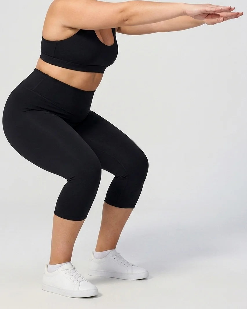 Curvana tummy control capri legging plus size black squat proof