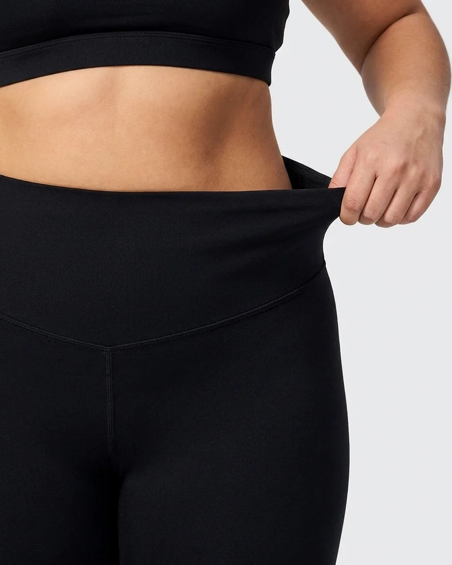 Curvana tummy control capri legging plus size black waistband detail