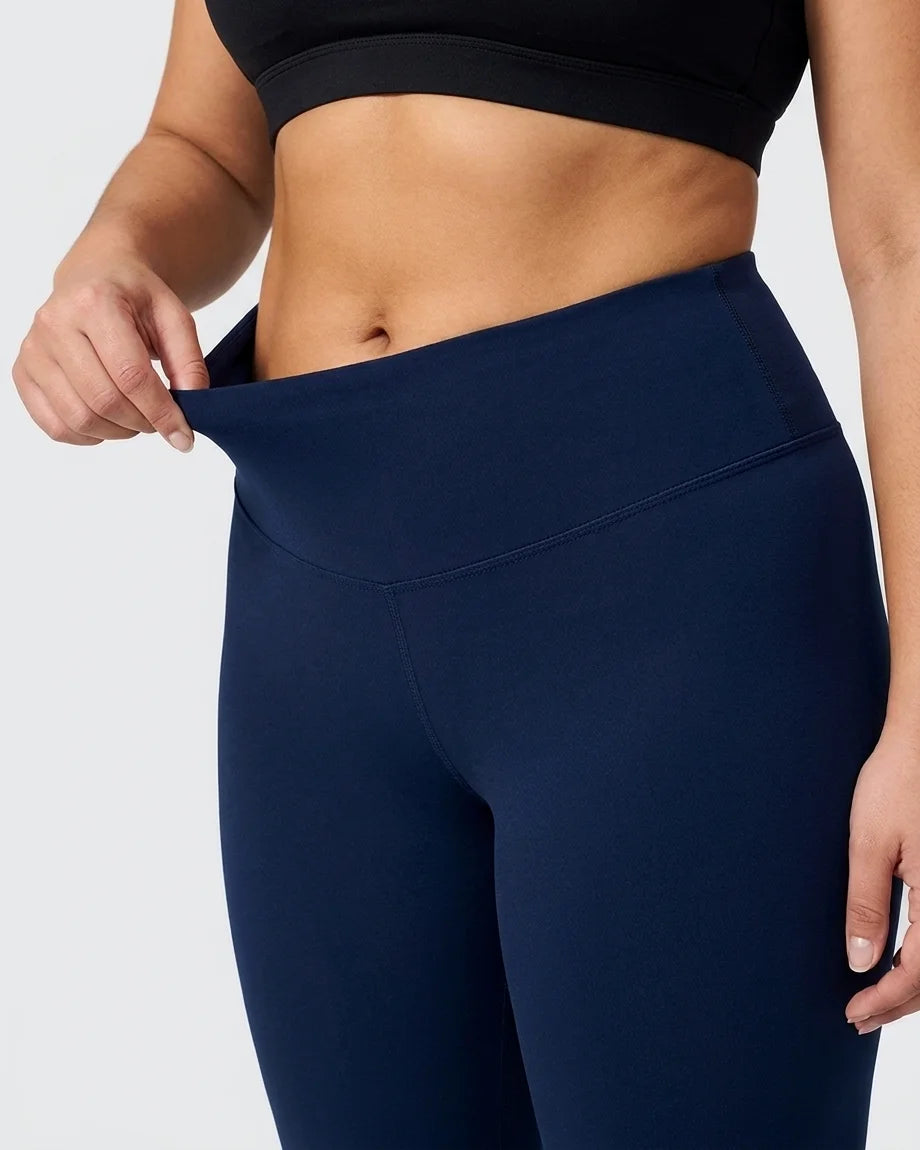 Curvana tummy control capri legging plus size navy waistband detail