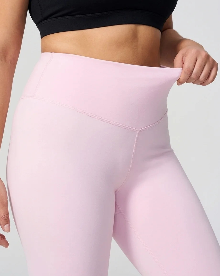 Curvana tummy control capri legging plus size pale pink waistband detail